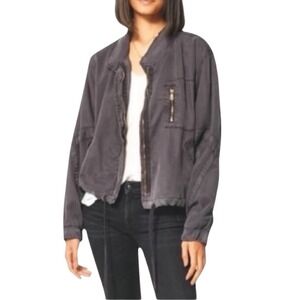 Young Fabulous & Broke Clara Bomber Jacket, Washed Black Utility Jacket Size Med